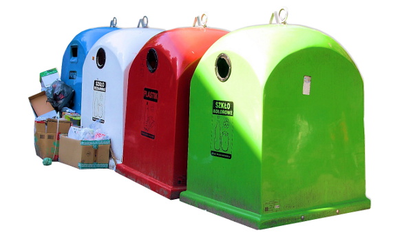 Kolory pojemników - recycling, segregacja odpadów